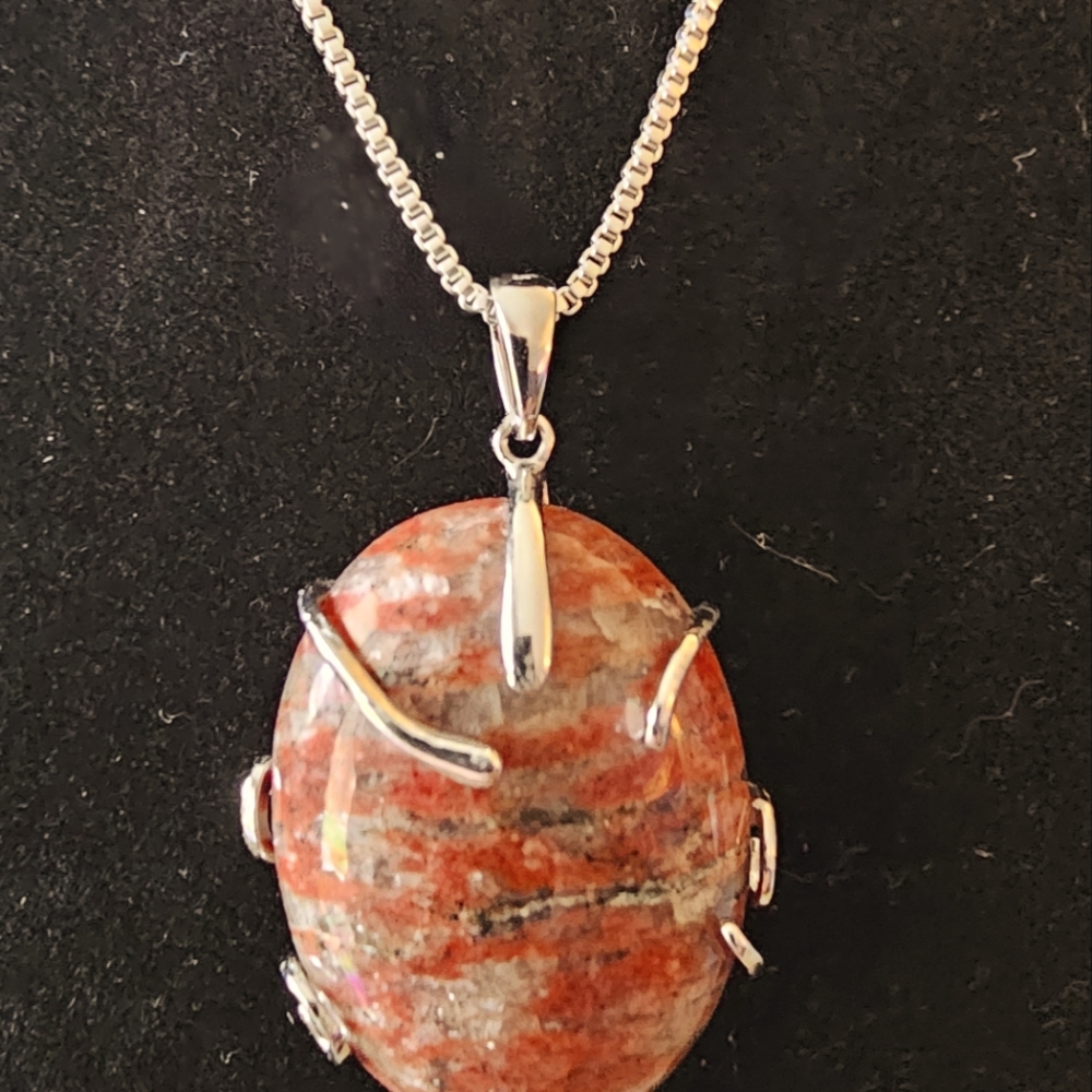 Brecciated Jasper Pendant, Silver Necklace